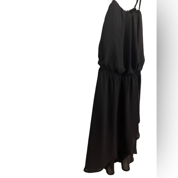 Express Women's Little Black Dress Spaghetti Strap Elastic Cinched Waist -Small - Picture 4 of 5